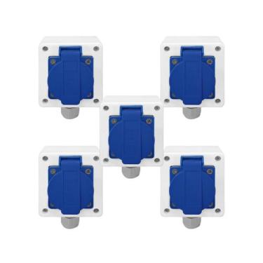 Imagem de Kit Tomada + Caixa Branca Padrão Brasileiro 2P+T 20A Azul - SIBRATEC, 