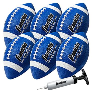 Imagem de Franklin Sports Bolas de futebol júnior - Grip-Rite 100 - Bolas de futebol infantis de borracha tamanho júnior - Pacote com 6 bolas de futebol com bomba- Azul/Branco