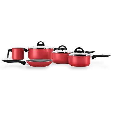 Imagem de Conjunto de Panelas Brinox Chilli com Revestimento Antiaderente Cereja – 5 Peças