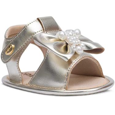 Imagem de Sandália Bebê Menina Infantil Sapatinho Recém-nascido 01.15 (Dourado, BR, Bebê, Alfa, G)