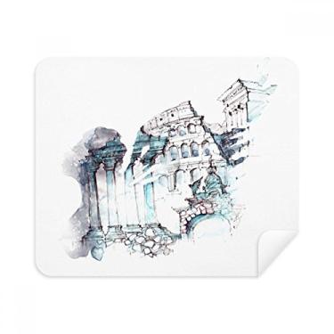 Imagem de Pano de limpeza de tela com pintura em aquarela arquitetônica de Roma Ruined Rome 2 peças de tecido de camurça