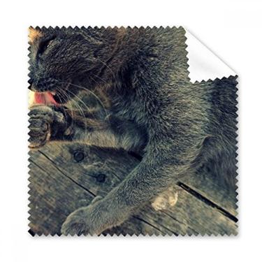 Imagem de Pano de limpeza para fotografia de gato cinza com estampa de animal, 5 peças