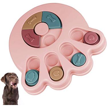 Imagem de 1 peça de brinquedos para cães de estimação, jogos de treinamento para cães, alimentador de petiscos para filhotes, brinquedos de quebra-cabeça, alimentador lento interativo para adestramento de cães pequenos e médios (rosa)