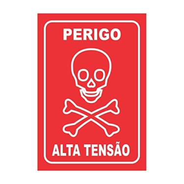 Imagem de Kit 6 Placa Aviso Sinalização Perigo Alta Tensão 20x14,5 cm