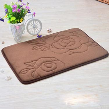 Imagem de Tapete de banheiro de espuma de memória absorvente super confortável macio antiderrapante veludo coral tapete de banheiro fácil de secar na máquina tapete de banheiro, cor café - 1 40 x 60 cm