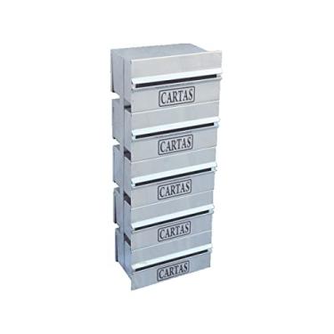 Imagem de Caixa Correio Condomínio Detrás Para Muro Inox 5 Módulos