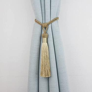 Imagem de peça Cortina de borla Clipes de amarração de cortina decorativa Cordão de decoração de casa para cortinas fivela corda acessórios de sala de estar, dourado, 2 peças
