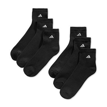 Imagem de Adidas 6 pares de meias masculinas acolchoadas tamanho 36 a 44 (cor sólida preta/branca)