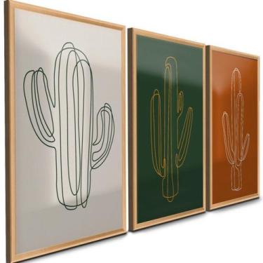 Kit Quadros Placas Decorativos Moderno Retro Desenhos Cactos