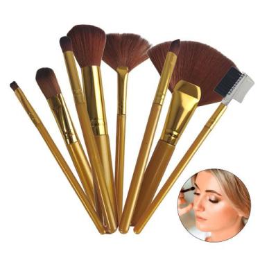 Imagem de Pincel Kit 8 Peças Maquiagem Make Up Profissional Base Po Corretivo So