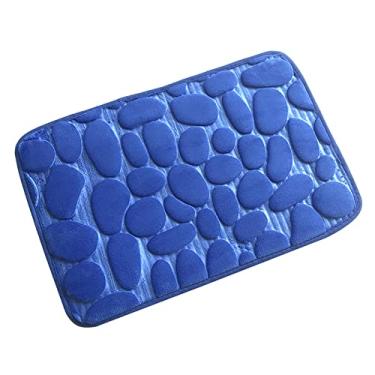 Imagem de SHENGANG Tapete de banho para banheiro Tapetes antiderrapantes na pia Banheira Tapete de chão lateral Capacho de banheiro Almofada de espuma de memória, Azul, 40x60cm