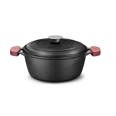 Imagem de MTA - Caçarola com Tampa de Ferro Forno Fogão N°22 de 3,0 Litros com Alças de Silicone, Linha Ferro Fundido