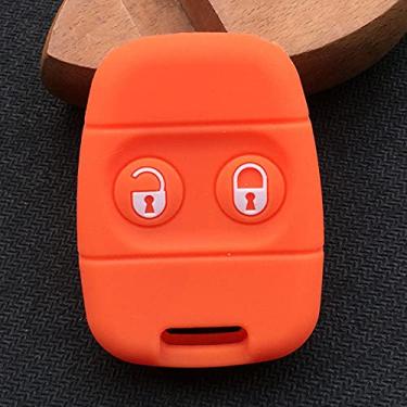Imagem de YJADHU Capa de silicone para chave de carro 2 botões controle remoto chave de alarme, apto para Rover Mg Land Rover Defender Freelander, laranja
