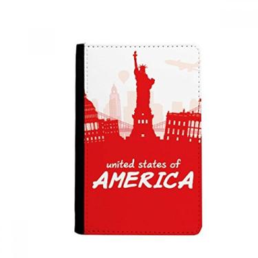Imagem de Carteira com contorno vermelho Landmark America USA porta-passaporte Notecase Burse capa para cartão, Multicolor