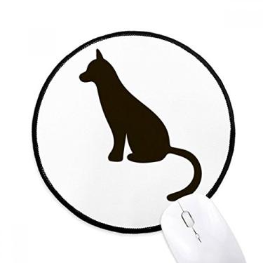 Imagem de Tapete de rato preto gato fofo retrato animal desktop escritório tapete redondo para computador