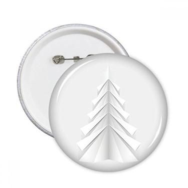 Imagem de Emblema branco abstrato árvore origami alfinetes redondos crachá botão decoração acessório 5 peças