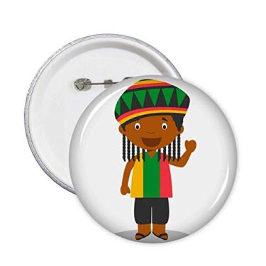 Imagem de Broche de desenho animado preto selvagem Jamaica emblema botão decoração 5 peças