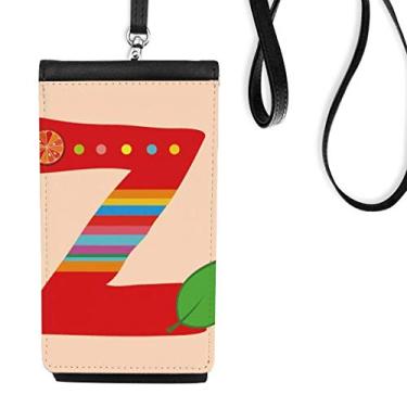 Imagem de Z alfabeto bolsa para celular com estampa de frutas laranjas, bolsa para pendurar celular bolso preto