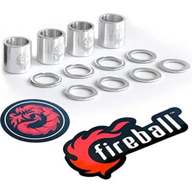 Imagem de Fireball Conjunto de espaçadores e arruelas de alumínio Dragon Precision para skates e longboards
