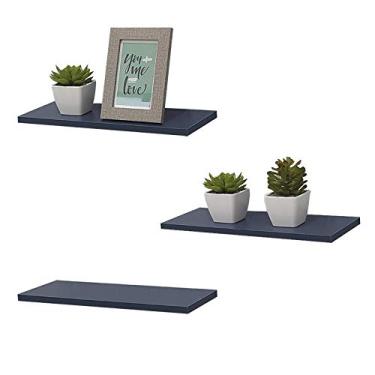 Imagem de Kit 3 Prateleiras 40 x 10cm azul Suporte Invisível
