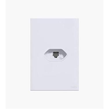 Imagem de Placa Com Conector Rj 45 Glass Espelho Em Acrilico Branco Lumenx