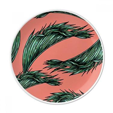 Imagem de Prato decorativo de porcelana Salver Salver de folhas de flor rosa céu feliz
