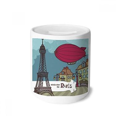 Imagem de DIYthinker Paris Airship França Torre Eiffel Caixa Dinheiro Caixa Cerâmica Porta-Moedas Presente