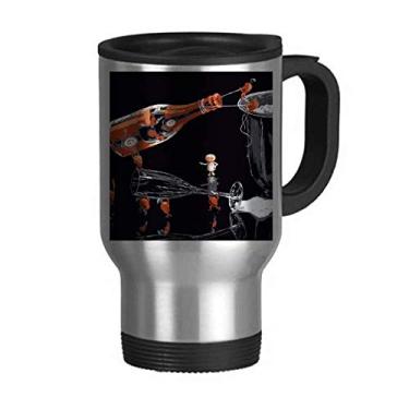 Imagem de Garrafa de vidro para decoração de balde de gelo Caneca de viagem Tampa Flip em aço inoxidável Copo de carro Garrafa térmica