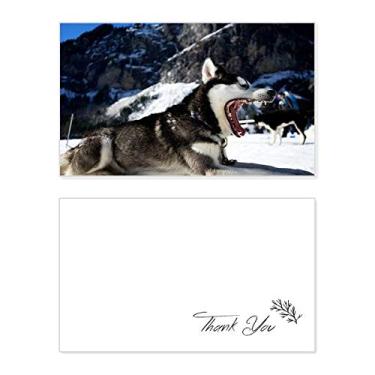 Imagem de Big Mouth Dog Snow Husky Imagem cartão de agradecimento aniversário aniversário saudações casamento agradecimento