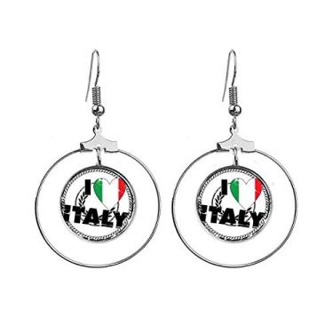 Imagem de Brincos com estampa de coração I Love Italy com a palavra Love Italy