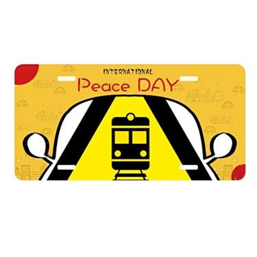 Imagem de DIYthinker Símbolo de aviso amarelo preto trem triângulo placa etiqueta decoração carro dia da paz