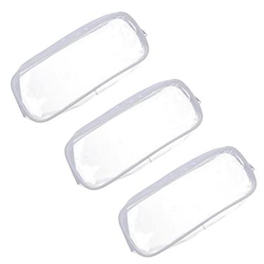 Imagem de EXCEART 3 Pecas Saco de caneta de PVC transparente bolsa de maquiagem transparente produtos de higiene pessoal saco de armazenamento de artigos de papelaria Bolsa de cosméticos portátil
