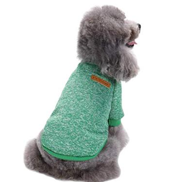 Imagem de (XXS, verde) - Pet Dog Classic Knitwear Sweater Inverno quente para cachorrinho Casaco de animal de estimacao Sueter macio para caes pequenos