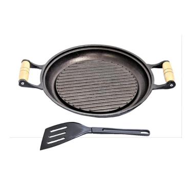 Imagem de Chapa Grill Redonda Antiaderente Alça 23x23cm e Espátula