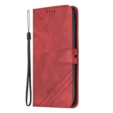 Imagem de Compatible with Motorola Moto G6 Plus（2018） Wallet Case, PU Leather Phone Case Magnetic Flip Folio Leather Case Card Holders [Shockproof TPU Inner Shell] Protective Case (Color : Rojo)