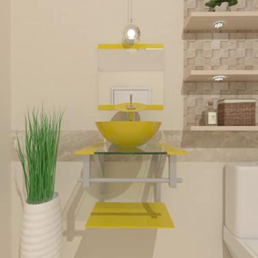 Imagem de GABINETE DE VIDRO PARA BANHEIRO 40CM CUBA REDONDA AC AMARELO