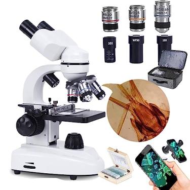 Imagem de MicroscóPio Binocular, Ocular: Wf10x/Wf50x + Lente Objetiva: 4x 6x 10x 60x, (30000x/50000x/70000x) + Bolsa De Luxo + Suporte Para Telefone, Para LaboratóRio Escolar,30000X