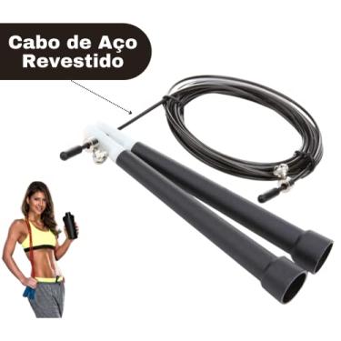 Imagem de Corda De Pular Crossfit Speed Rope Rolamento 3m Cabo De Aço (Preto)