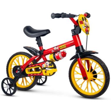 Imagem de Bicicleta Infantil Mickey Aro 12 Com Rodinhas Nathor De 3 A 5 Anos