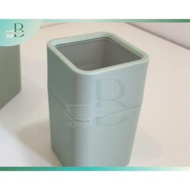 Imagem de Kit Lixeira Porta Sabão e Porta Cotonete/Algodão  Verde Claro