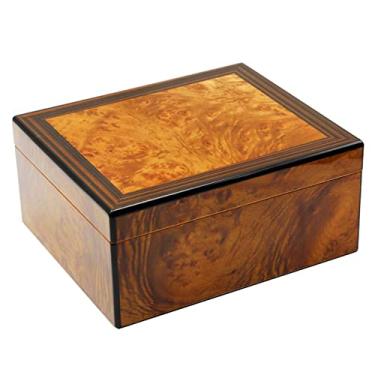 Imagem de Pequeno Charuto forrado em madeira de cedro com divisor simples estojo umidor para homens mesa umidor caixa de charutos grande capacidade comporta 50 charutos Feito à mão