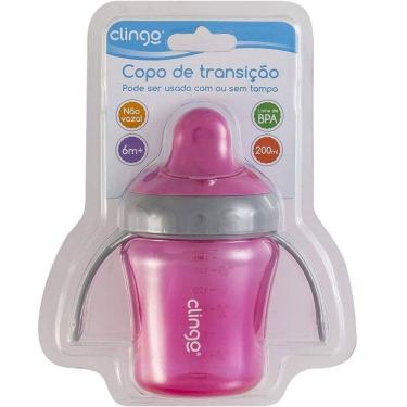 Imagem de Copo Infantil Antivazamento P/ Bebê 6M+ C/ ALÇA Azul Clingo Liso