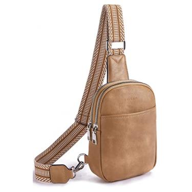 Imagem de Telena Pequena bolsa tiracolo feminina de couro vegano, pochete moderna, bolsas transversais para mulheres para viagens, 4 - marrom camelo, Small, Transversal