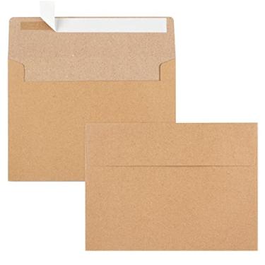 Imagem de 70 pacotes de envelopes para convites A2, envelopes marrom Kraft, envelopes para cartões de 11,5 x 13,5, envelopes para convites, envelopes autoselados para fotos RSVP, cartões comemorativos