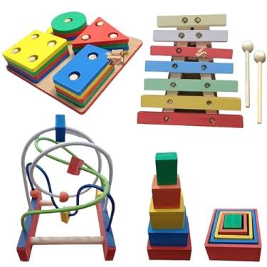 Imagem de Kit Educativo de Brinquedos em Madeira - Kit Xilofone