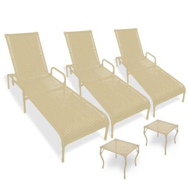 Imagem de Kit 3 Espreguiçadeiras para Piscina Catar + 2 mesas