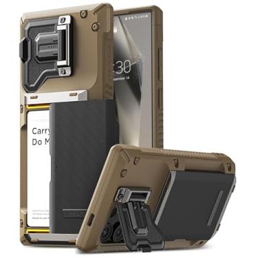 Imagem de VRS DESIGN Damda Glide DuoGuard para Samsung Galaxy S24 Ultra Phone Case (2024), capa de proteção de lente de câmera totalmente coberta e resistente premium com suporte de cartão (Groove Khaki)