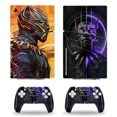 Imagem de JOCHUI Adesivo de vinil Skin Panther para console compatível com PS5 Slim Disk Console Controllers Panther Purple