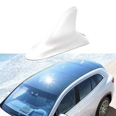 Imagem de Augeny Antena de barbatana de tubarão de carro, decoração aérea universal de teto automotivo com fita adesiva, decoração de antena de teto de sinal de rádio, acessórios de decoração de antena externa
