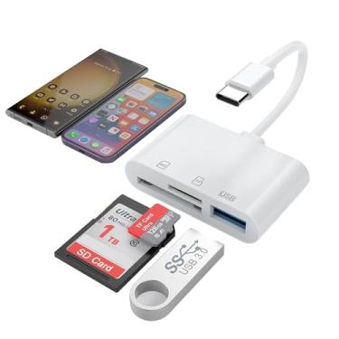 Imagem de Leitor de cartão de memória USB-C SD TF para iPhone 17, 3 em 1 tipo-C para SD/TF/USB OTG adaptador de câmera leitor de cartão de memória compatível com iPad, iPhone 17/16/15, MacBook, Chromebook